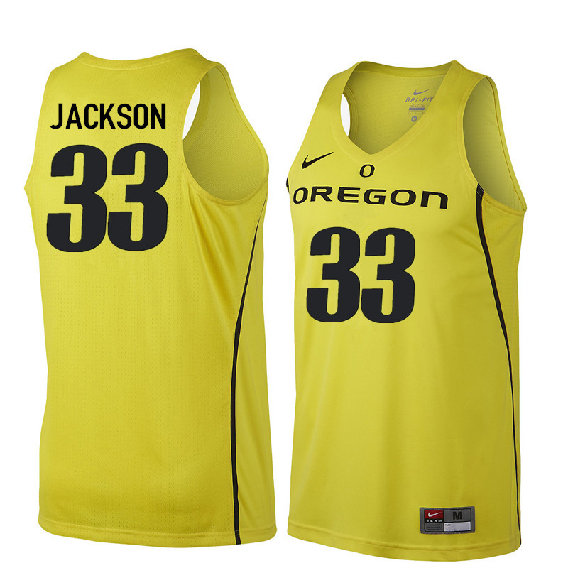 Men Oregon Ducks #33 Luke Jackson College Basketball Jerseys Sale-Yellow - Click Image to Close